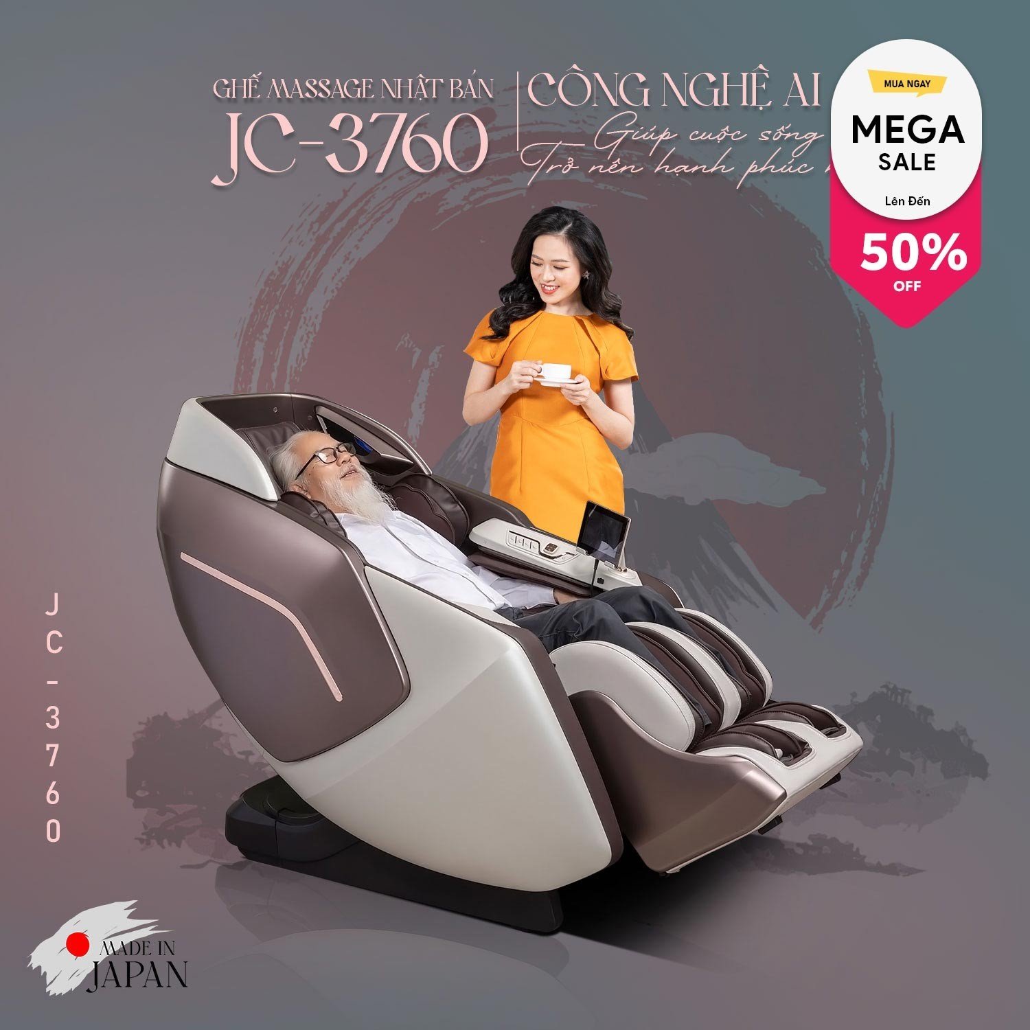GHẾ MASSAGE MADE IN JAPAN JC - 3760